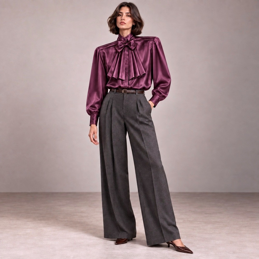 McCalls 2076 80s Revival Button Front Blouses Sz 8 Elevated Basics Tie Neck Chic